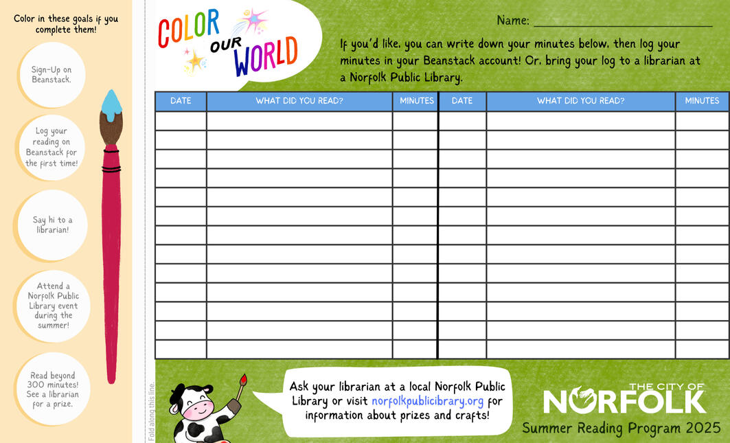 Summer Reading Program Activity Activity Map (back) for Norfolk Public Library (2025)