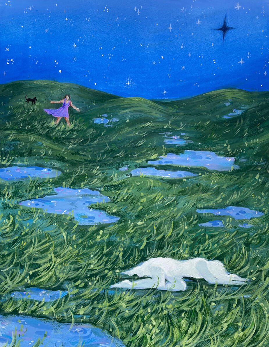 Searching, Meadow of Self Series 3 of 3, gouache, colored pencils (2023)